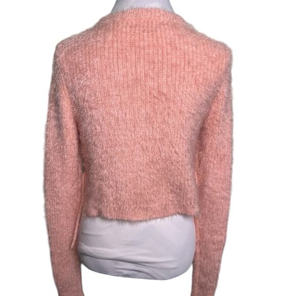 Majorelle Majorie Pink Sweater Fuzzy Crop with Side Ties Size Small - Picture 6 of 13